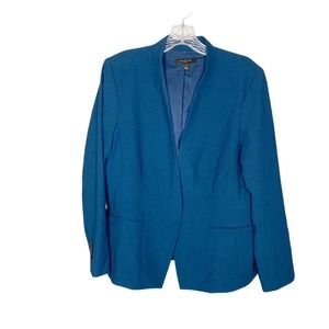 Ann Taylor Women's Blazer Jacket Long Sleeve Cuff Button 2 Pocket Blue Size 14P